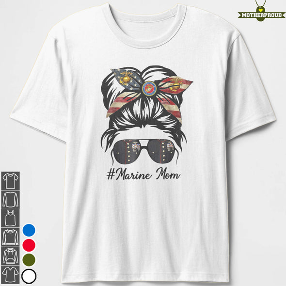 Marine Mom Messy Bun T-shirts