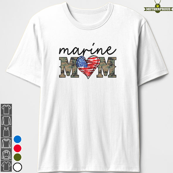 Marine Mom Painted Heart T-shirts