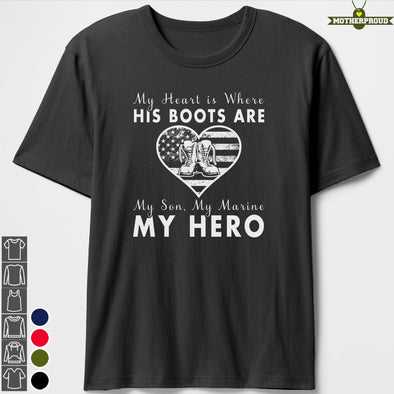 Marine Mom US Heart & Boots T-shirts
