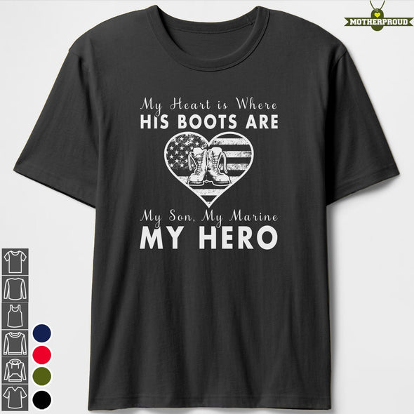 Marine Mom US Heart & Boots T-shirts