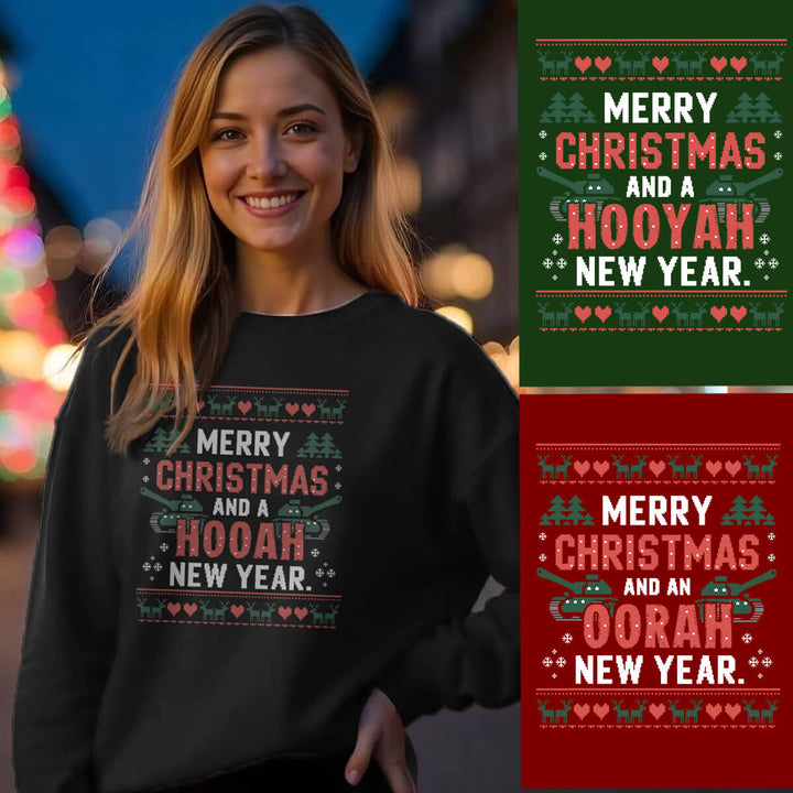 Merry Xmas Battle Cry New Year Sweatshirts Military Christmas Sweaters