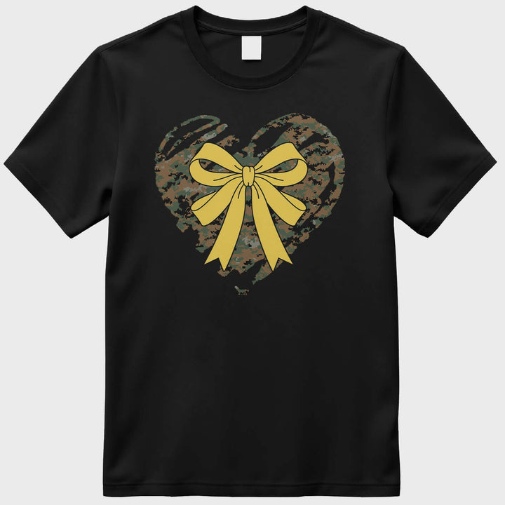 Military Mom Yellow Ribbon Heart Camo T-shirts