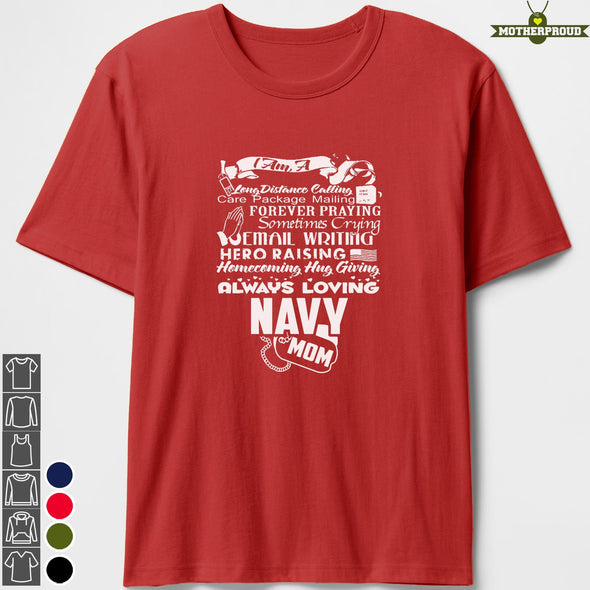 Navy Mom Always Loving T-shirts