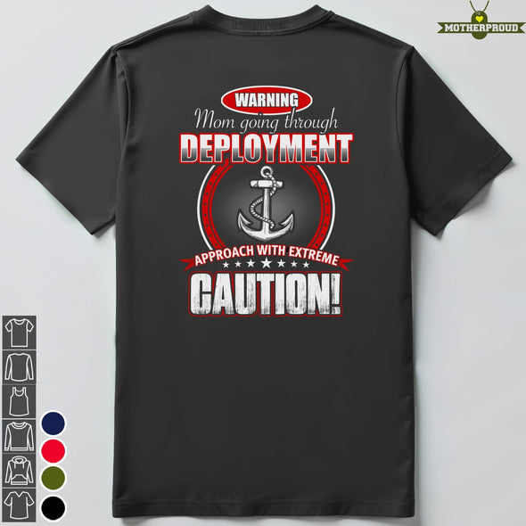Navy Mom Approach with Caution T-shirts