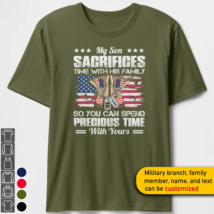 Custom Military Mom Sacrifice Time T-shirts Personalized Family Apparel