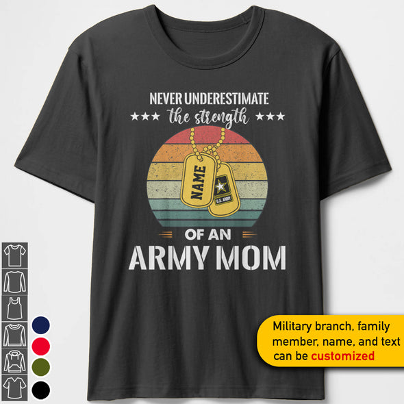 Personalized Underestimate Military Mom Family T-shirts