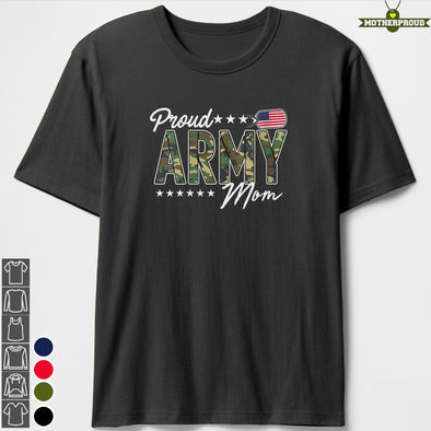 Proud Army Mom Camo Dog Tag T-shirts