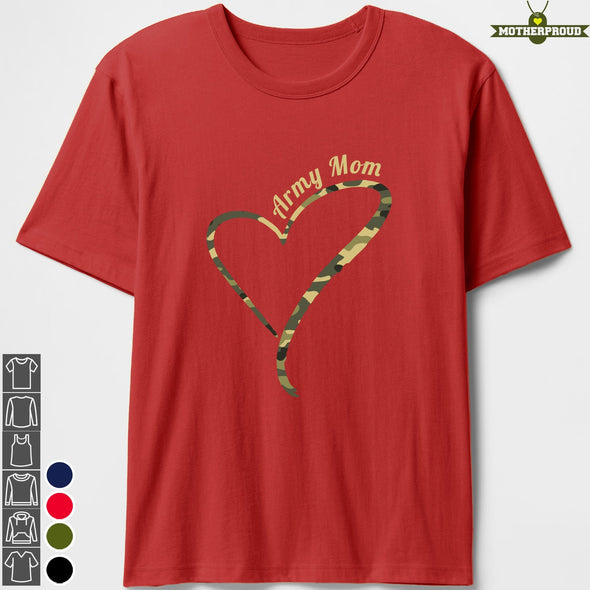 Proud Army Mom Camo Heart T-shirts