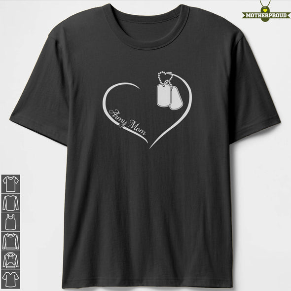 Proud Army Mom Curve Heart T-shirts