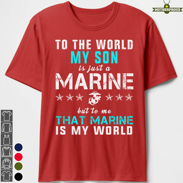 Proud Marine Mom My World T-shirts