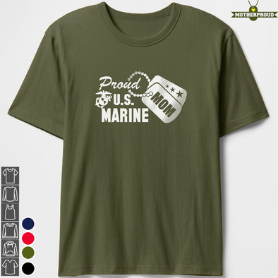 Proud U.S Marine Mom Dog Tags T-shirts