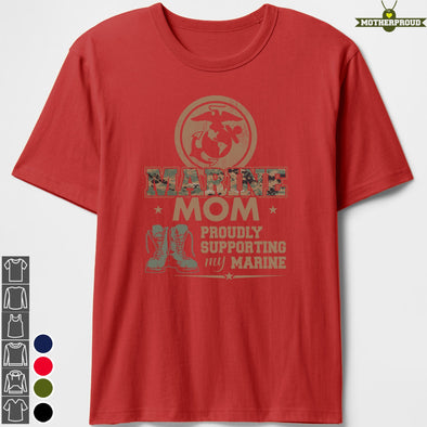 Proudly Camo Marine Mom T-shirts
