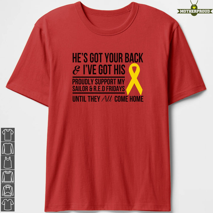 RED Friday US Navy Mom Dad Got His Back T-shirts