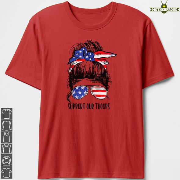 Red Friday Messy Bun Support Our Troops T-shirts
