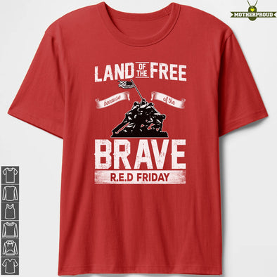 Red Fridays Land Of The Brave Military T-shirts