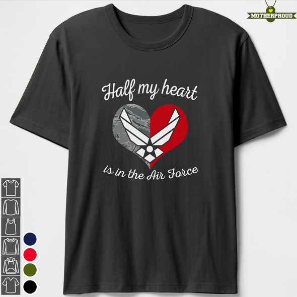 US Air Force Mom Half My Heart T-shirts