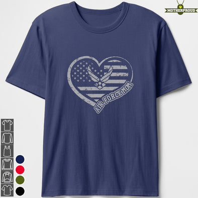 US Air Force Mom Heart Flag T-shirts
