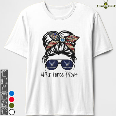 US Air Force Mom Messy Bun T-shirts