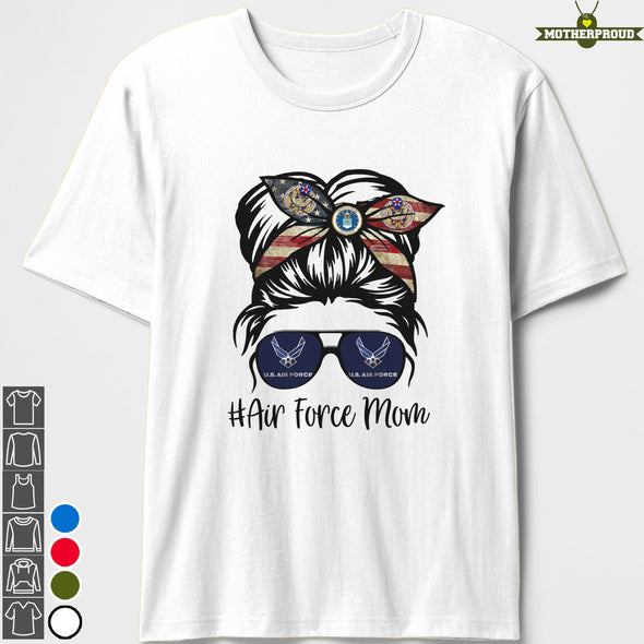 US Air Force Mom Messy Bun T-shirts
