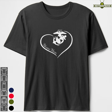 US Marine Mom Curve Heart T-shirts