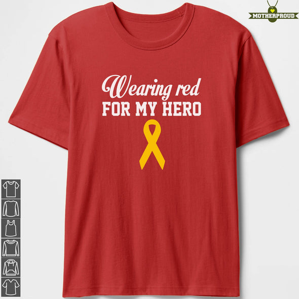Wearing Red For My Hero Friday T-shirts