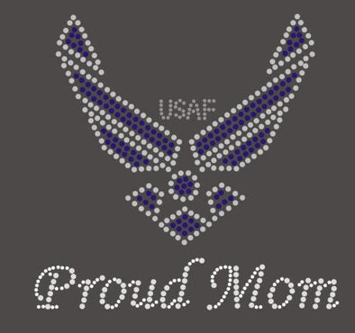 Air Force Mom Rhinestone Transfer Hot Fix Iron On - MotherProud