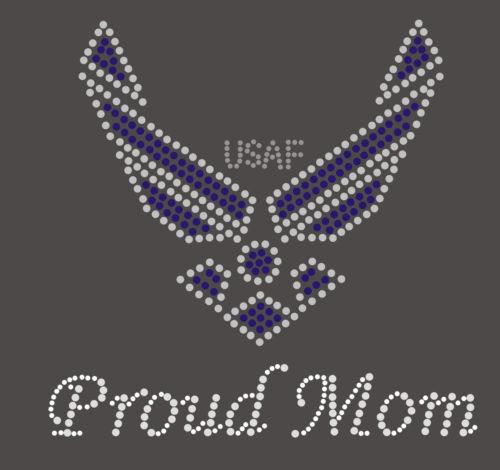 Air Force Mom Rhinestone Transfer Hot Fix Iron On - MotherProud