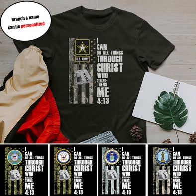 Personalized Military Mom Family Philippians 4:13 T-shirts