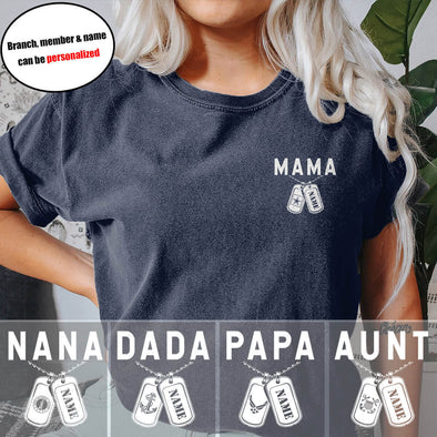 Personalized Military Mama Family Chest T-shirts