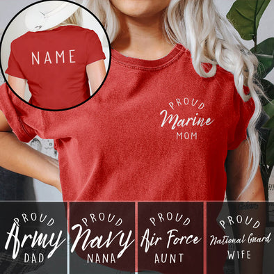 Personalized Proud Military Mom Family Sides  T-shirts