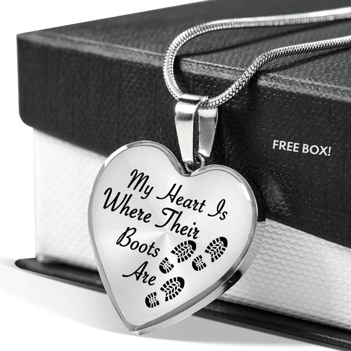 Military Mom Their Heart Boots Necklace