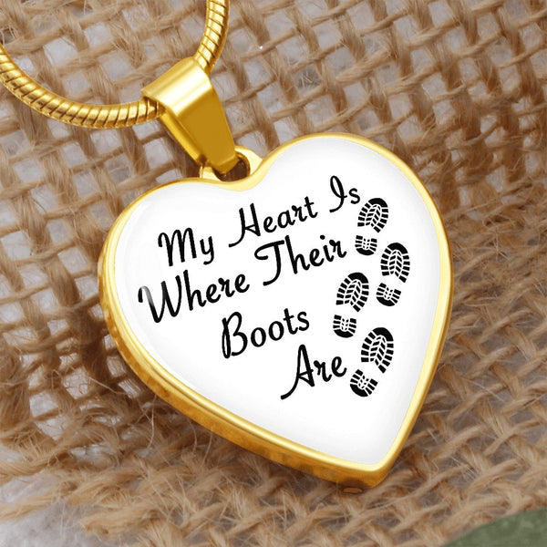 Military Mom Heart 2 Boots Necklaces