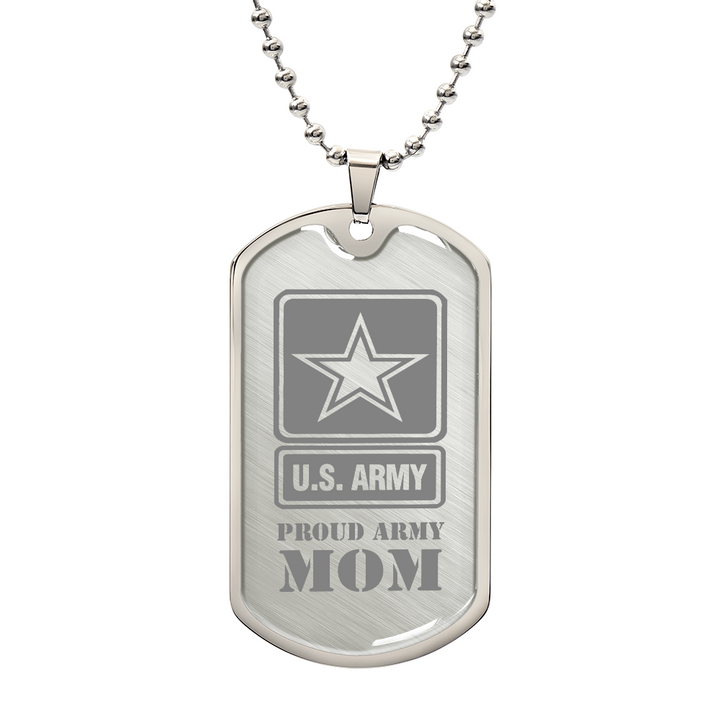 US Army Mom Engraving Dog Tag Necklace