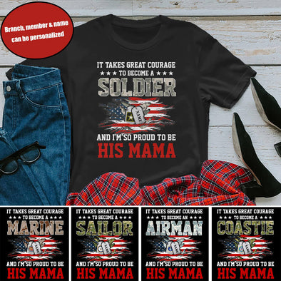 Personalized Courage Military Mom Family T-shirts
