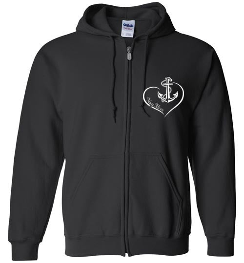 Navy Mom Pledge Heart Daughter Zip Hoodie - MotherProud