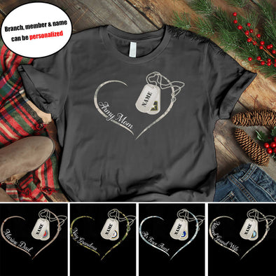 Personalized Heart Military Mom Family T-shirts