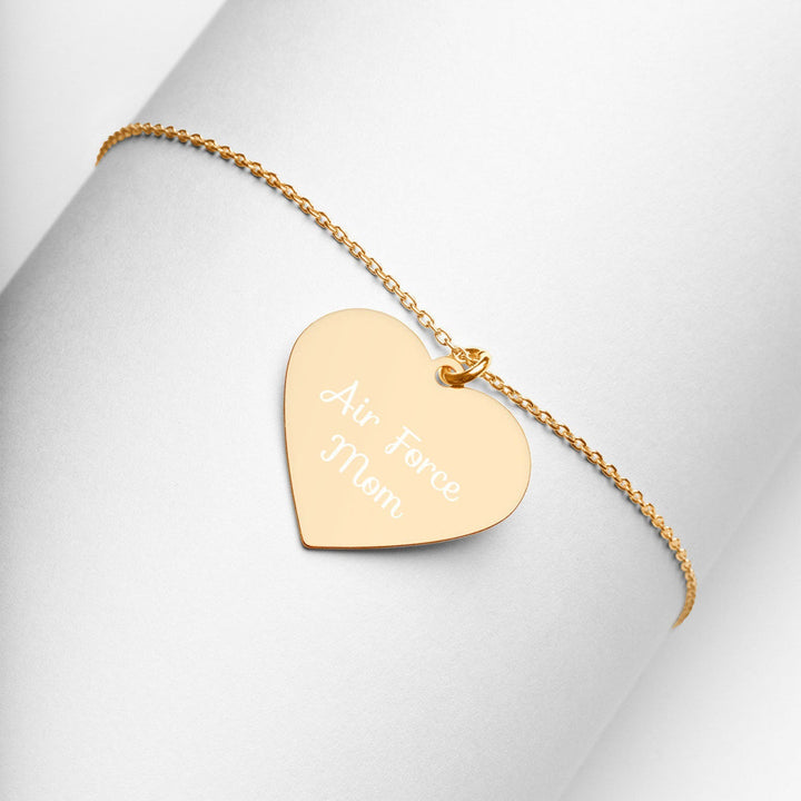 Air Force Mom Engraved Heart Necklace