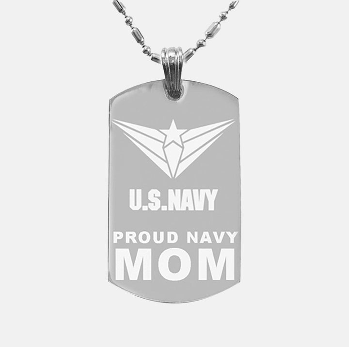 Proud Military Mom Engraving Dog Tag Necklace
