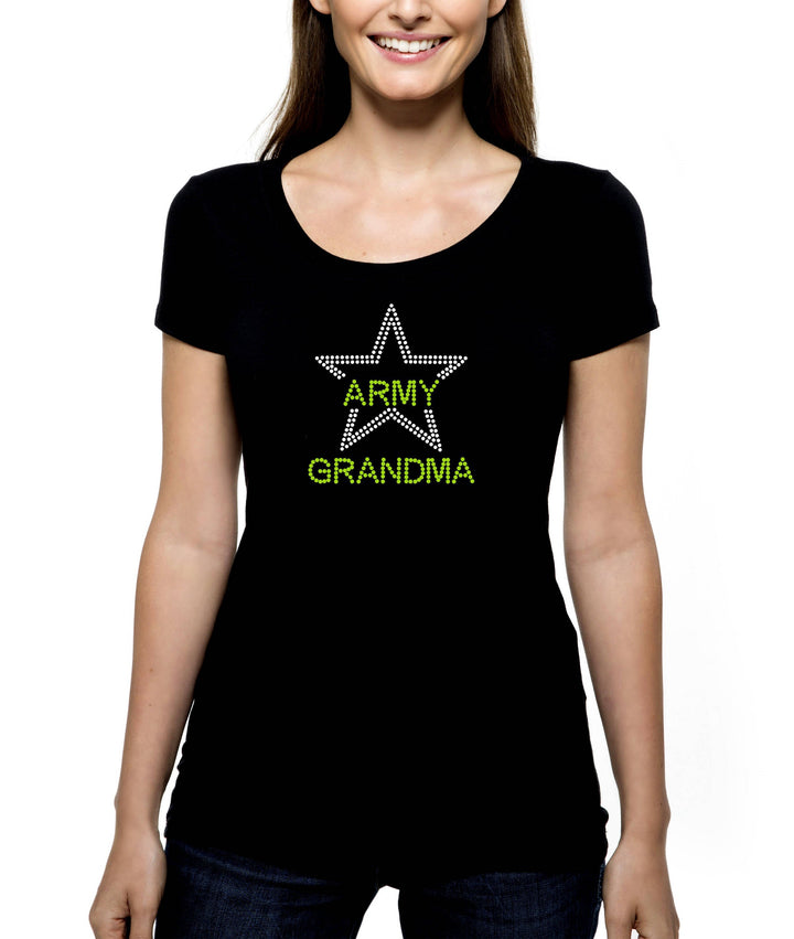Army Grandma RHINESTONE t-shirt