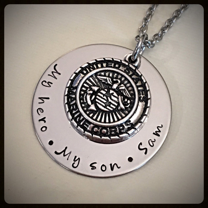 My hero my son marine mom necklace
