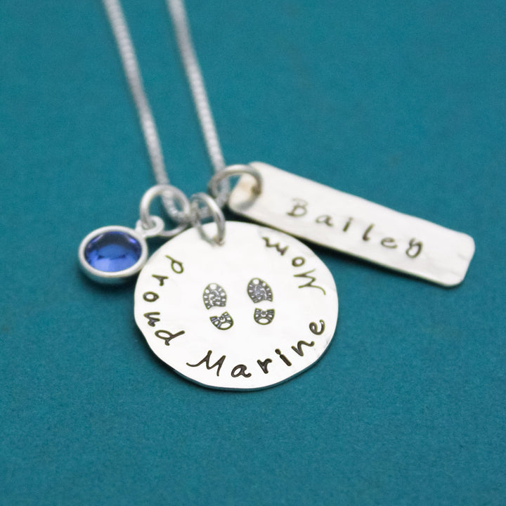 Proud Marine Mom Necklace Gift Wife Deployment