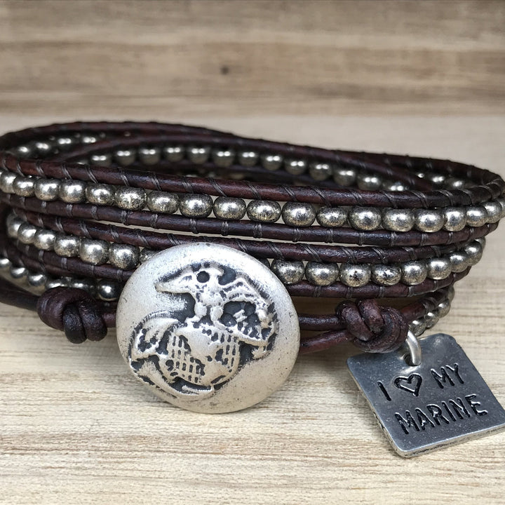 I Love My MARINE Triple Wrap Bracelet