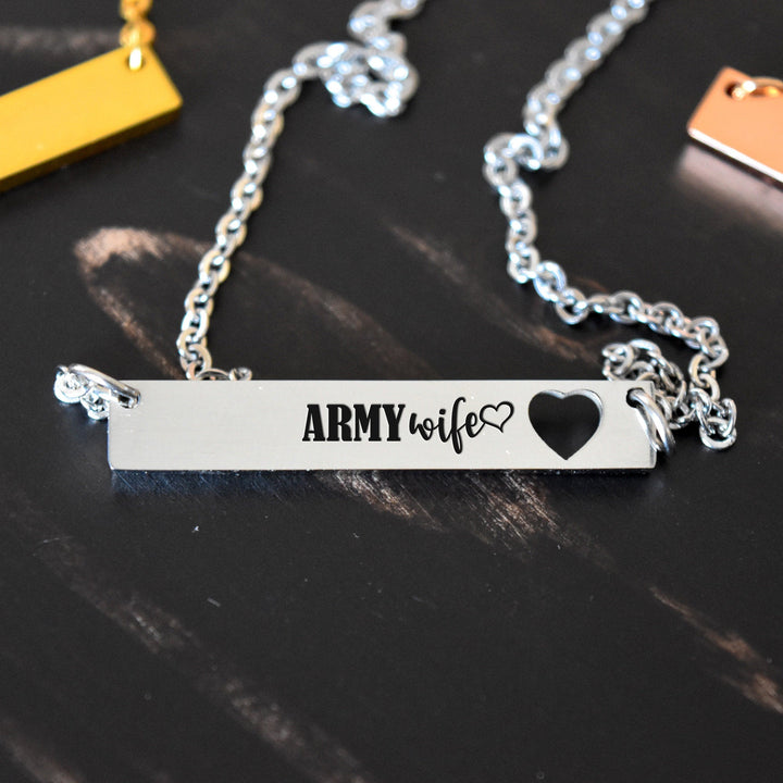 Army Wife Gift Necklace Horizontal