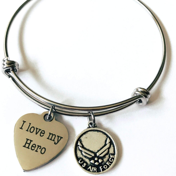 Air Force mom I Love My Hero Airman Bangle Bracelet