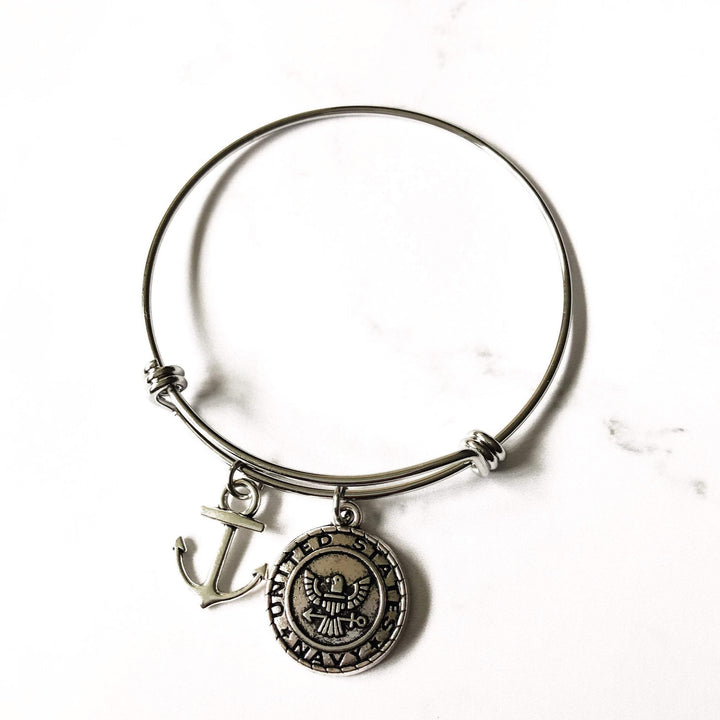US Navy mom Anchor Bangle Bracelet