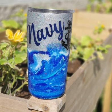 Navy Mom custom Tumbler