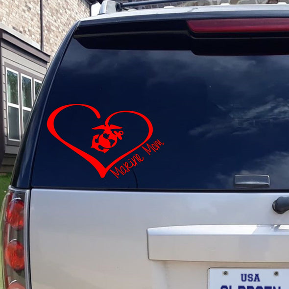 Marine Mom Heart Corps Decal
