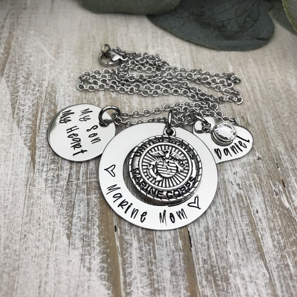 Marine Mom Custom Hand Stamped Necklace