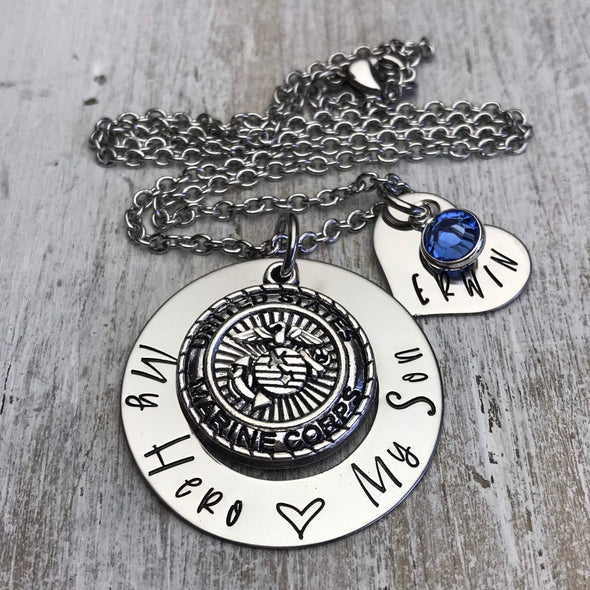 Marine Mom Necklace My Hero My Son
