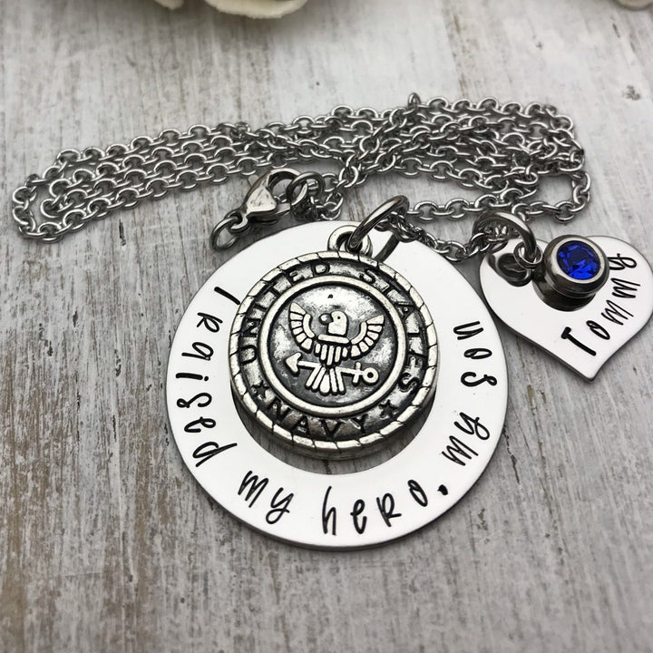 Navy Mom Necklace I Raised My Hero My Son
